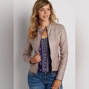 Maurices Taupe Faux Leather Jacket - Small